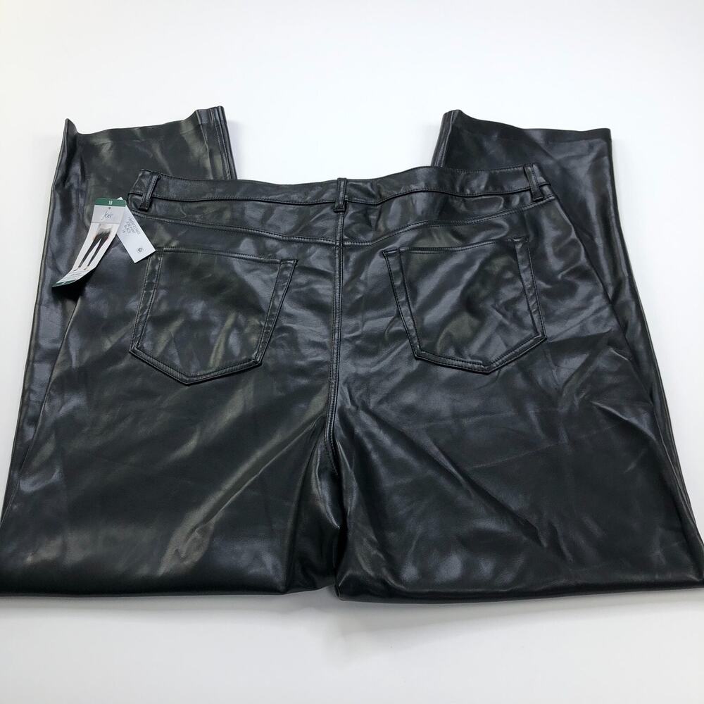 Joie Faux Leather NEW 18 (Fit 38W 29L) High Rise Straight Pants Black
